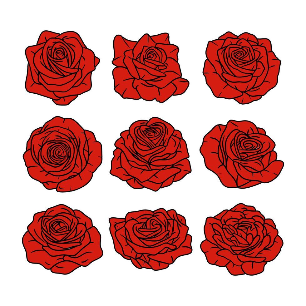 des roses silhouettes fleur ensemble. fleur silhouette. illustration vecteur