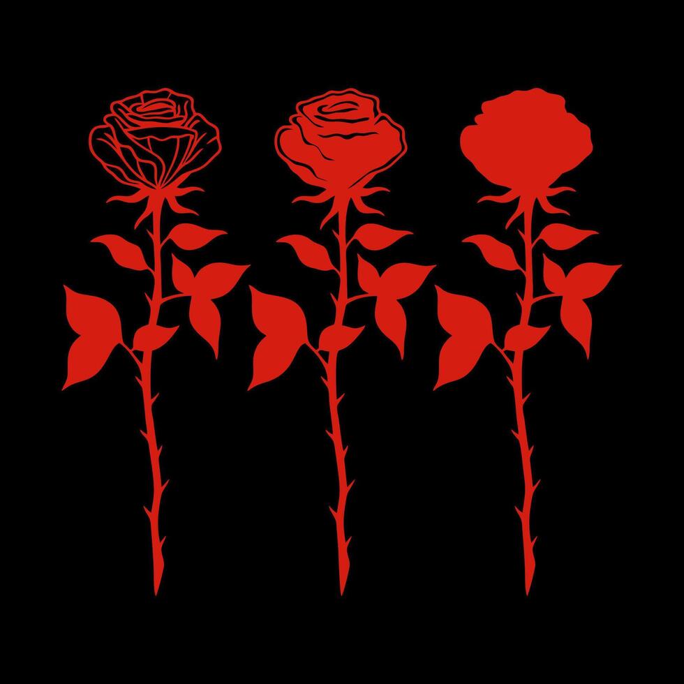 des roses silhouettes fleur ensemble. fleur silhouette. illustration vecteur