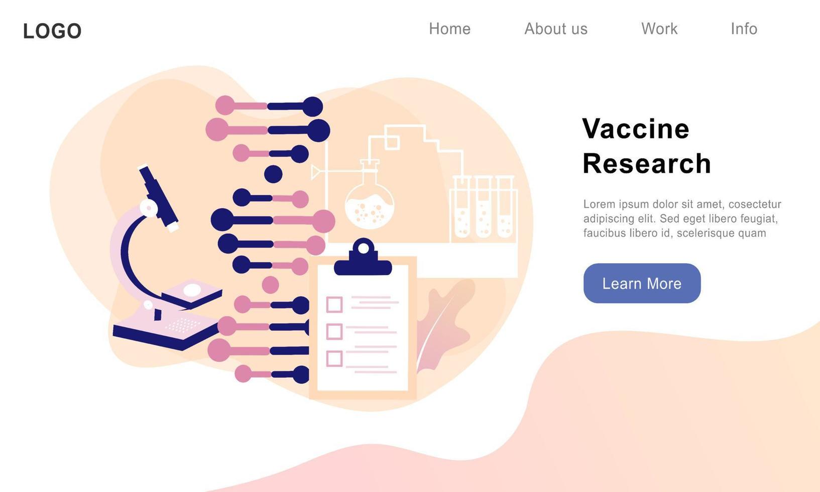 concept d'entreprise de recherche sur les vaccins et de développement des soins de santé. découverte de vaccins de l'industrie pharmaceutique avec des équipements médicaux pour les virus, les maladies et les maladies. vecteur plat pour le web, bannière, infographie.