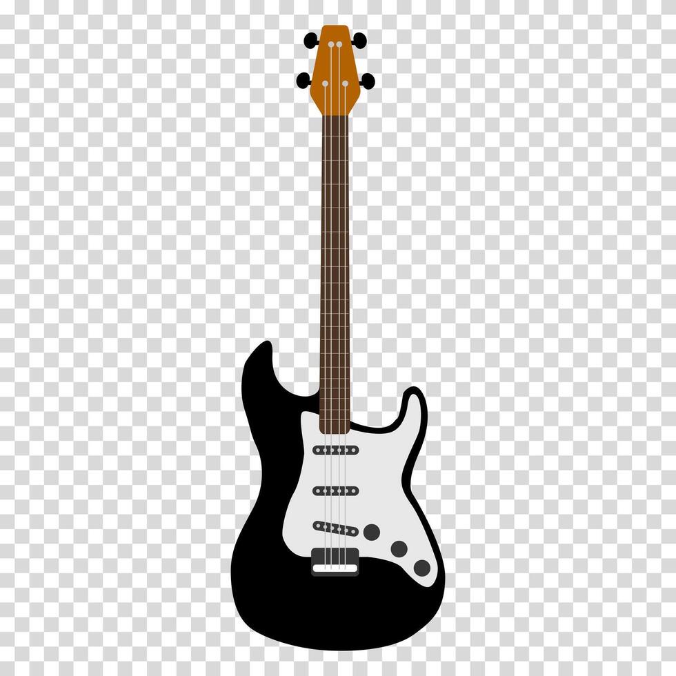 noir et blanc contraste guitare avec raccords, stratocaster avec arrondi bords, plat conception, Facile image, dessin animé style. la musique groupe concept. ligne icône pour affaires et La publicité vecteur