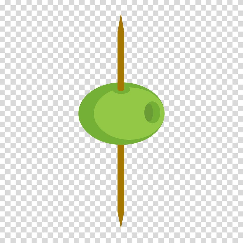 vert olive sur une brochette, cure-dent, nourriture, boissons, végétarisme, régime, plat conception, Facile image, dessin animé style. restaurant casse-croûte concept. ligne icône pour affaires et La publicité vecteur