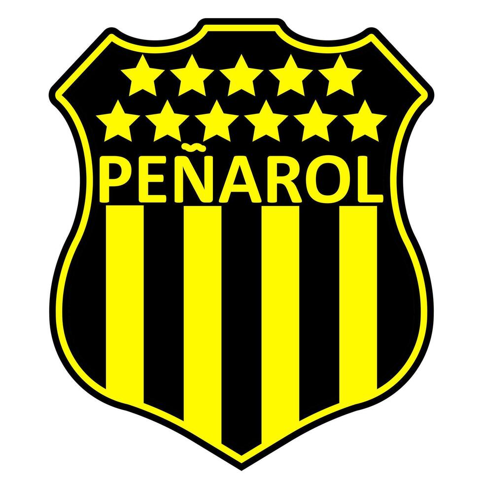 penarol fc emblème sur iconique Jaune et noir toile de fond. historique uruguayen Football club, Sud américain fierté, iconique crête. éditorial vecteur