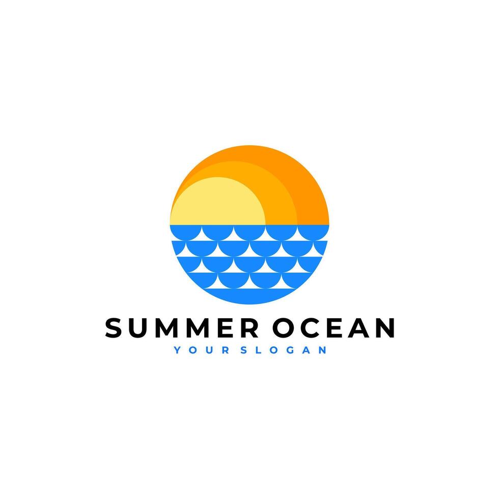 été océan Soleil rétro logo icône illustration vecteur