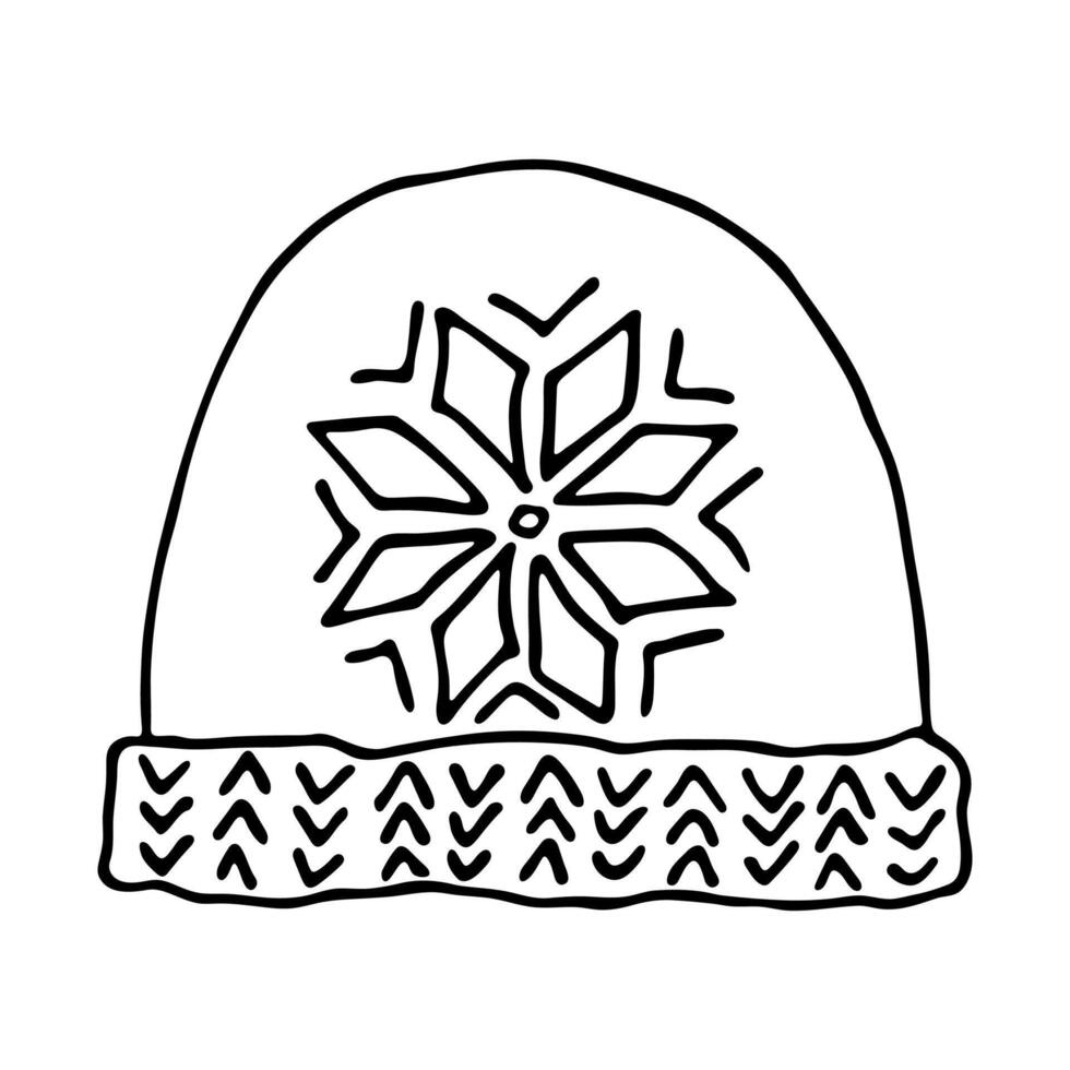 hiver casquette griffonnage main tiré hiver accessoires Célibataire conception élément pour carte, imprimer, conception, décor vecteur