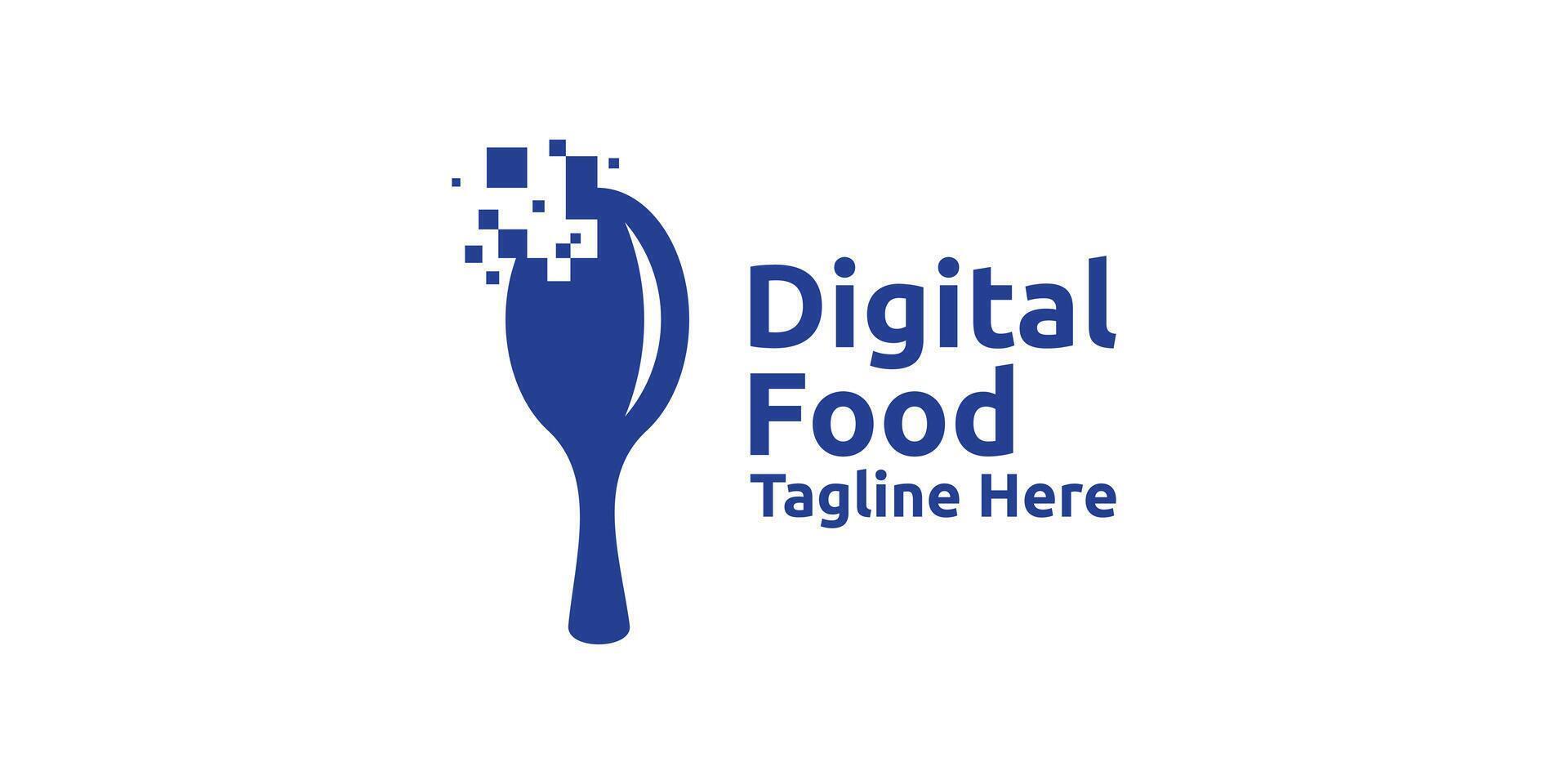numérique nourriture logo conception, technologie, déjeuner, repas, logo conception icône, , symbole, idée. vecteur