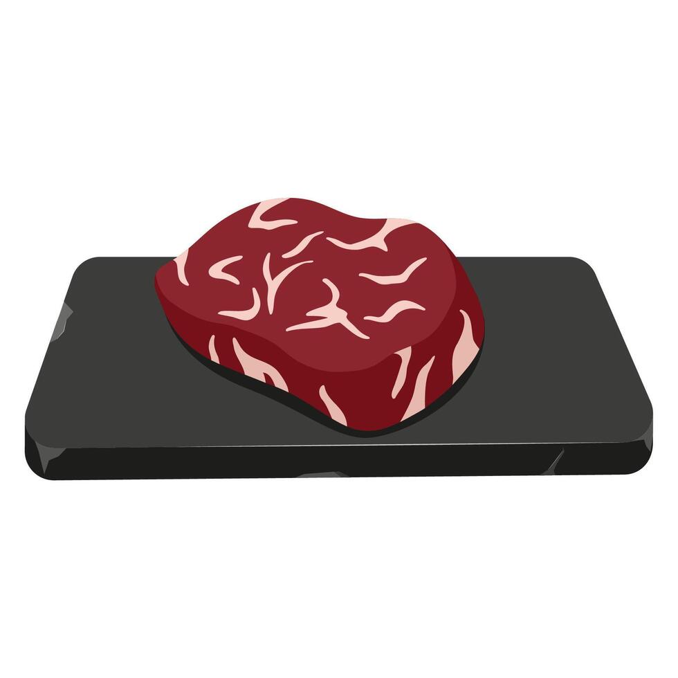 rouge du boeuf steak sur pierre plateau. nervure œil. agneau savoureux Viande. illustration vecteur