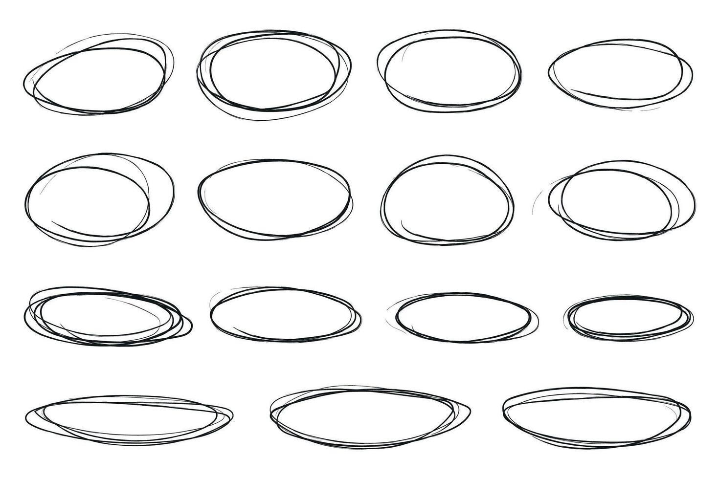griffonnage crayon tiré ovale cercles. grunge ovales et cercles pour mise en évidence vecteur
