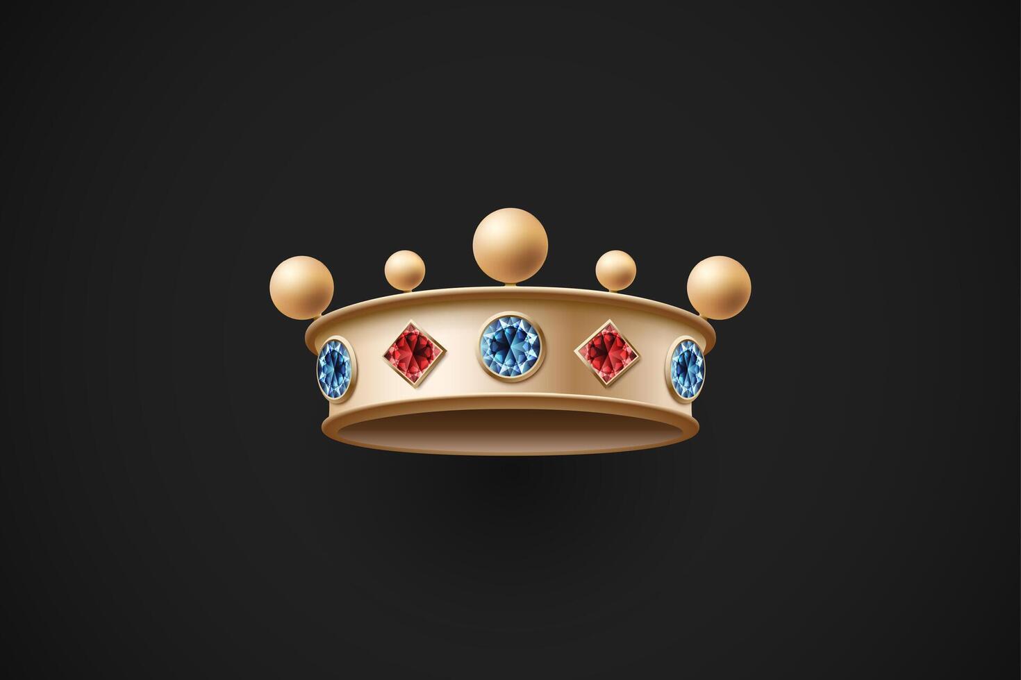 icône de or Royal couronne avec rouge et bleu diamant vecteur