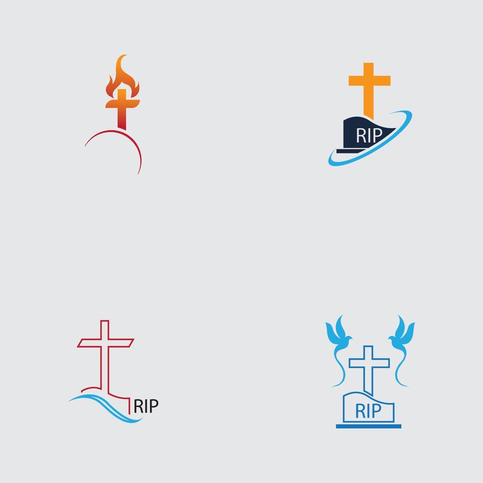 modèle de conception d'illustration vectorielle icône cimetière chrétien vecteur