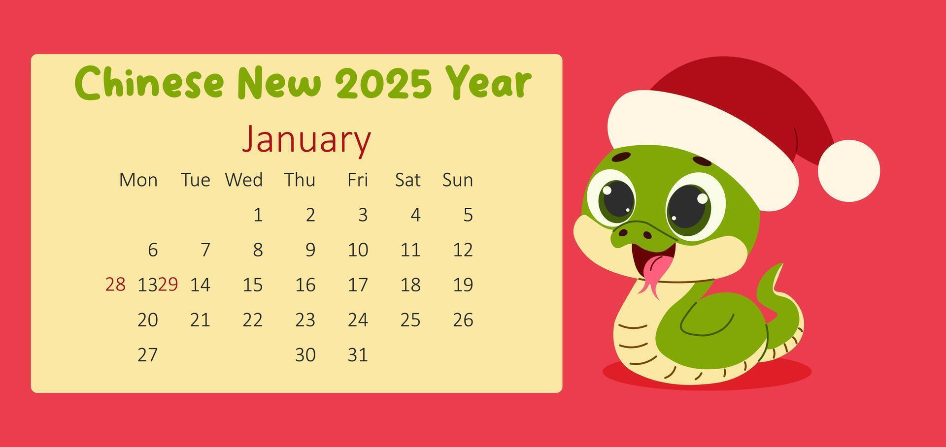 bannière de content Nouveau année 2025 . chinois Nouveau année . année de le serpent. illustration. calendrier vecteur