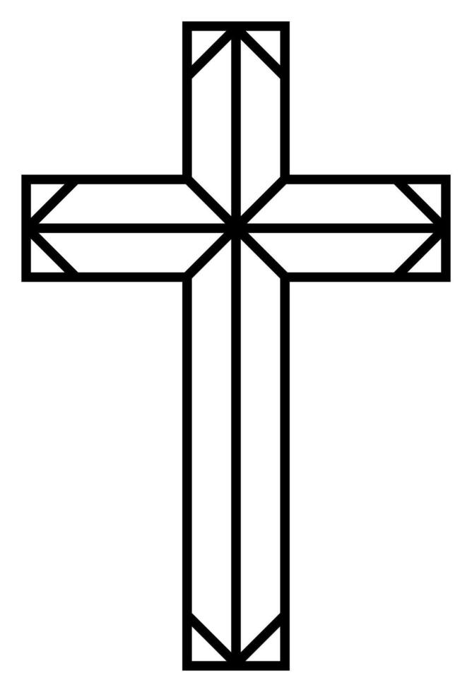 traverser de Christian crucifix. Facile logo icône de Christian symbole de église de Jésus. signe de catholique, religieux et orthodoxe Foi art déco vecteur