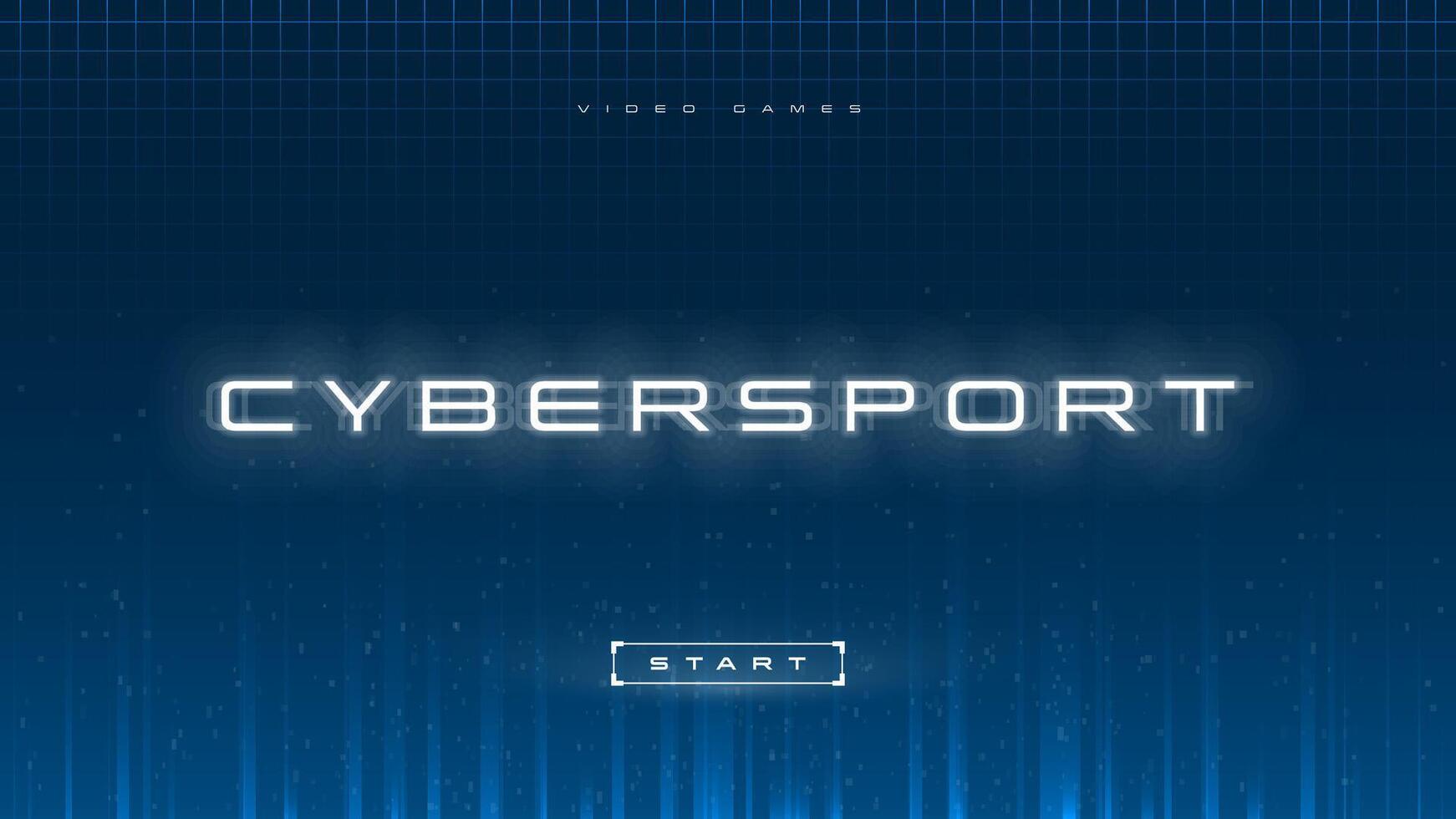 cyber sport bannière, esports abstrait Contexte. Jeux. cybersport Titre avec début bouton sur bleu pente Contexte avec lumière des rayons, particules et laser grille. conception pour esport événements. vecteur