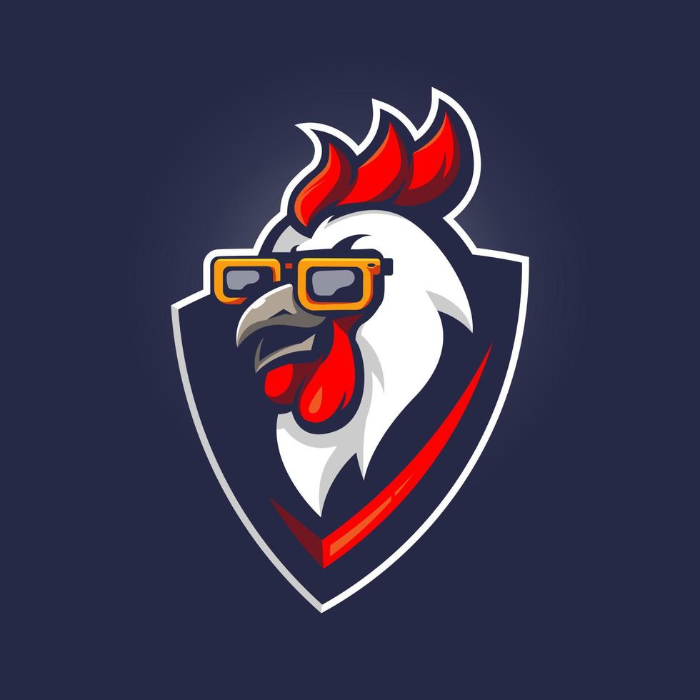 poulet portant des lunettes mascotte logo design illustration vecteur