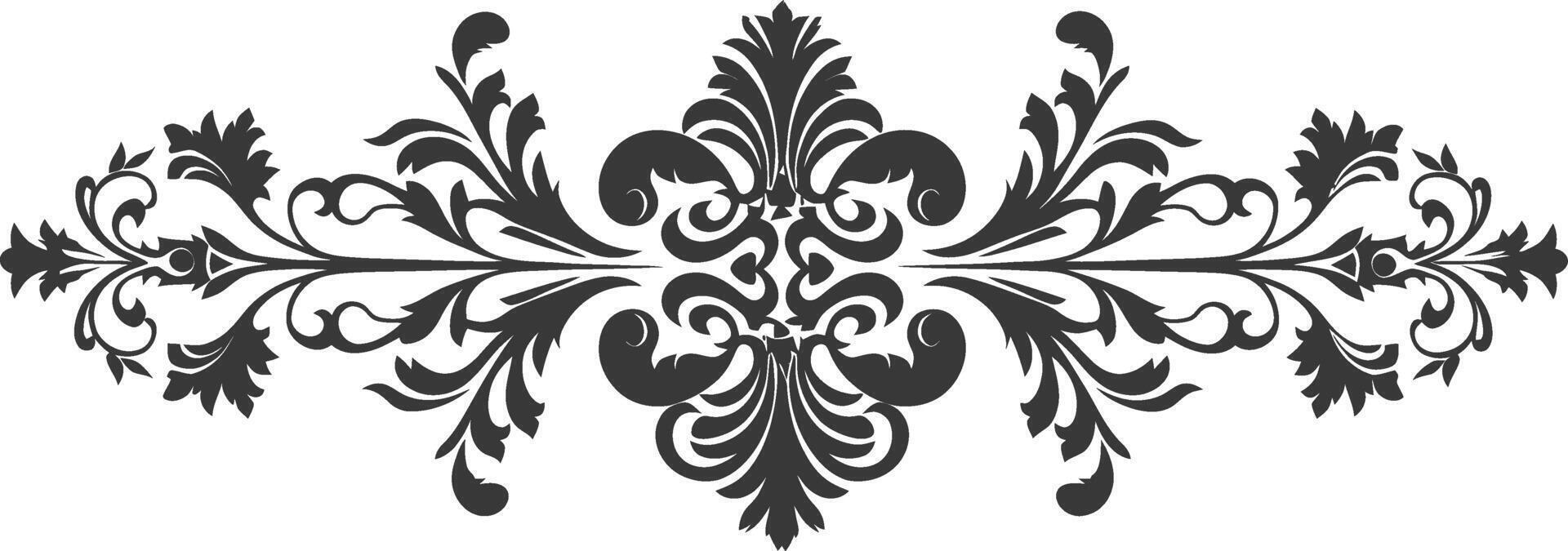 silhouette horizontal ligne diviseur avec baroque ornement noir Couleur seulement vecteur