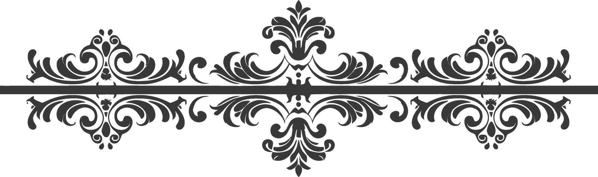 silhouette horizontal ligne diviseur avec baroque ornement noir Couleur seulement vecteur