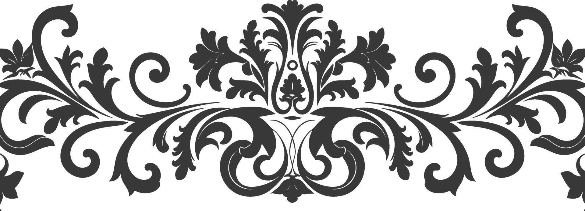 silhouette horizontal ligne diviseur avec baroque ornement noir Couleur seulement vecteur