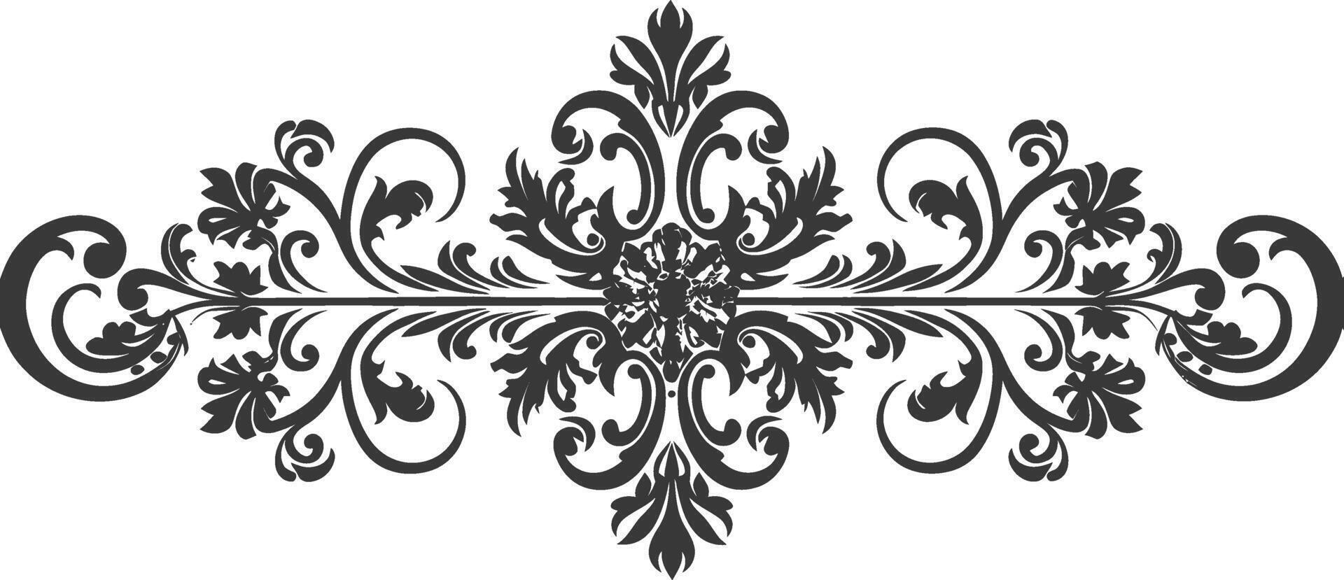 silhouette horizontal ligne diviseur avec baroque ornement noir Couleur seulement vecteur