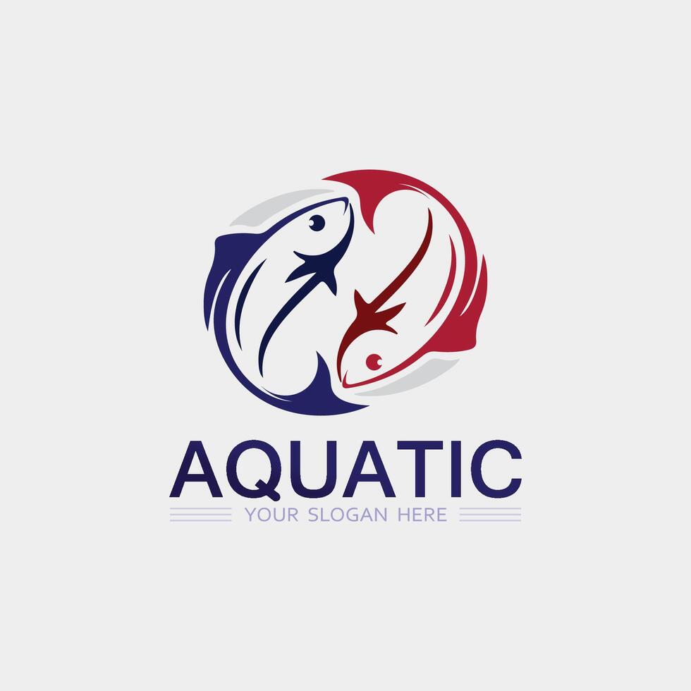 poisson abstrait icône conception logo modèle, création symbole de pêche club ou en ligne vecteur