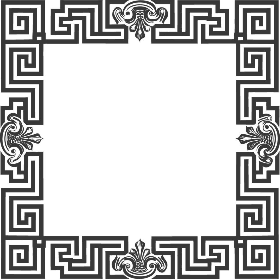 silhouette grec carré Cadre noir Couleur seulement vecteur