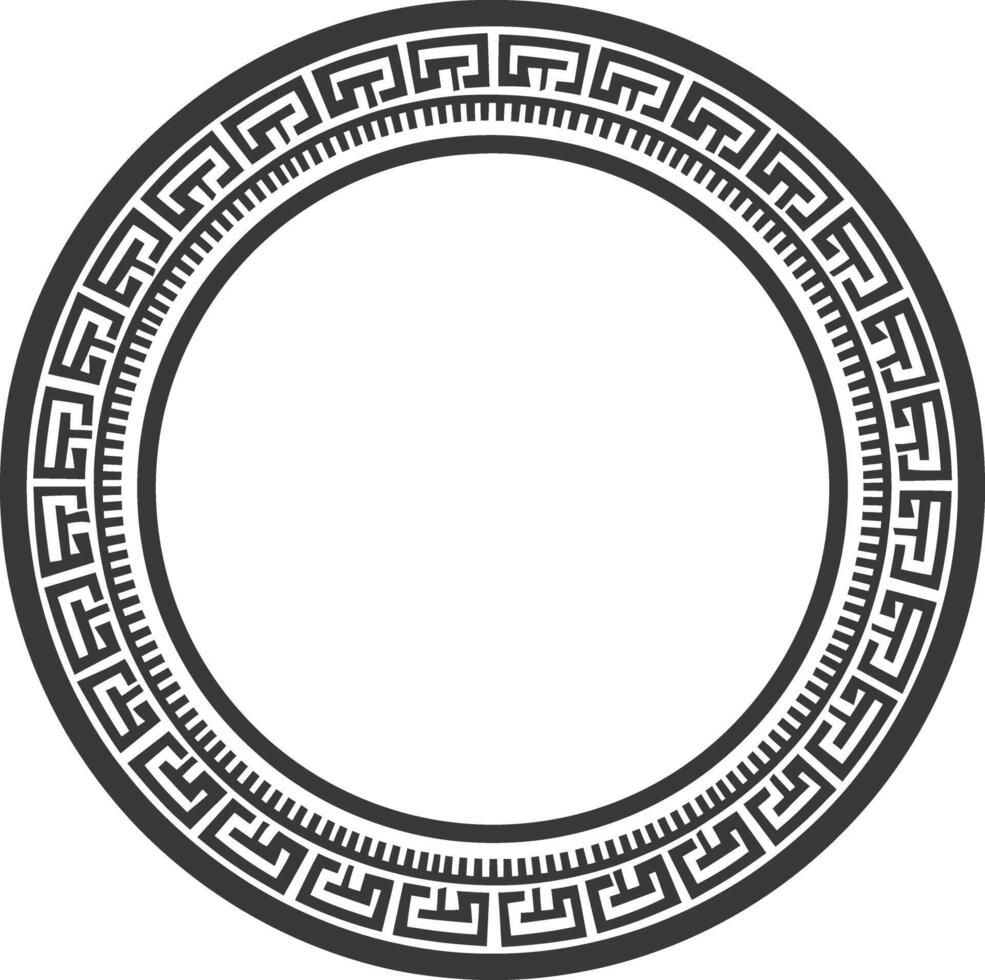 silhouette grec cercle Cadre noir Couleur seulement vecteur