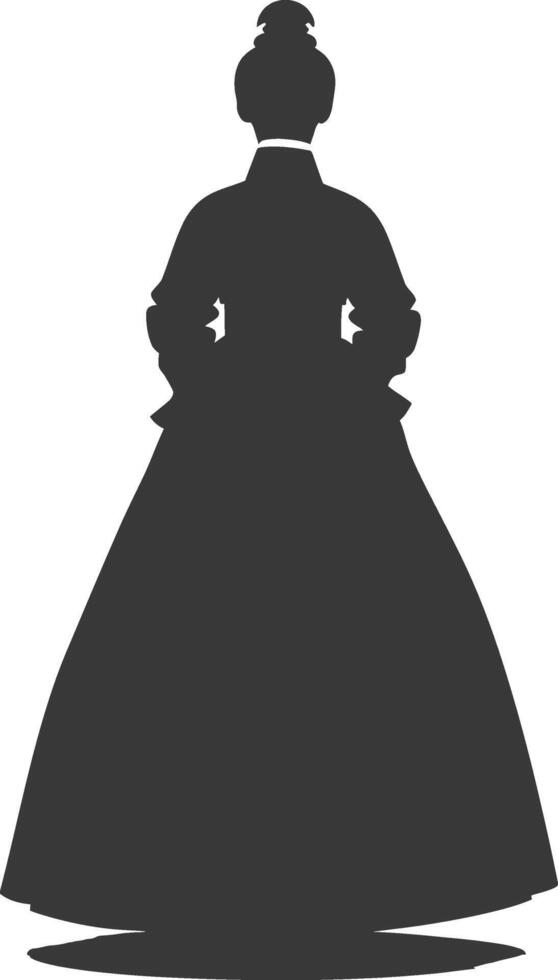silhouette indépendant coréen femmes portant hanbok noir Couleur seulement vecteur