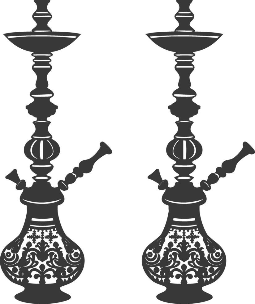 silhouette desarj turc narguilés traditionnel chicha noir Couleur seulement vecteur