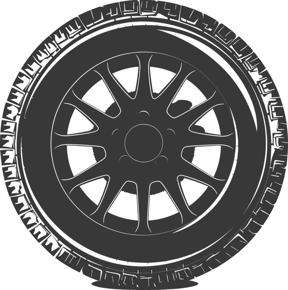silhouette velg jante pneu pour voiture noir Couleur seulement vecteur