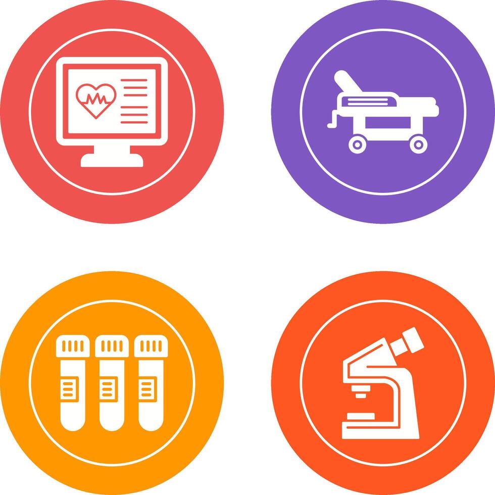 cardiogramme et hôpital lit icône vecteur