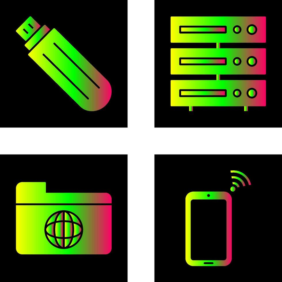 USB conduire et serveur icône vecteur