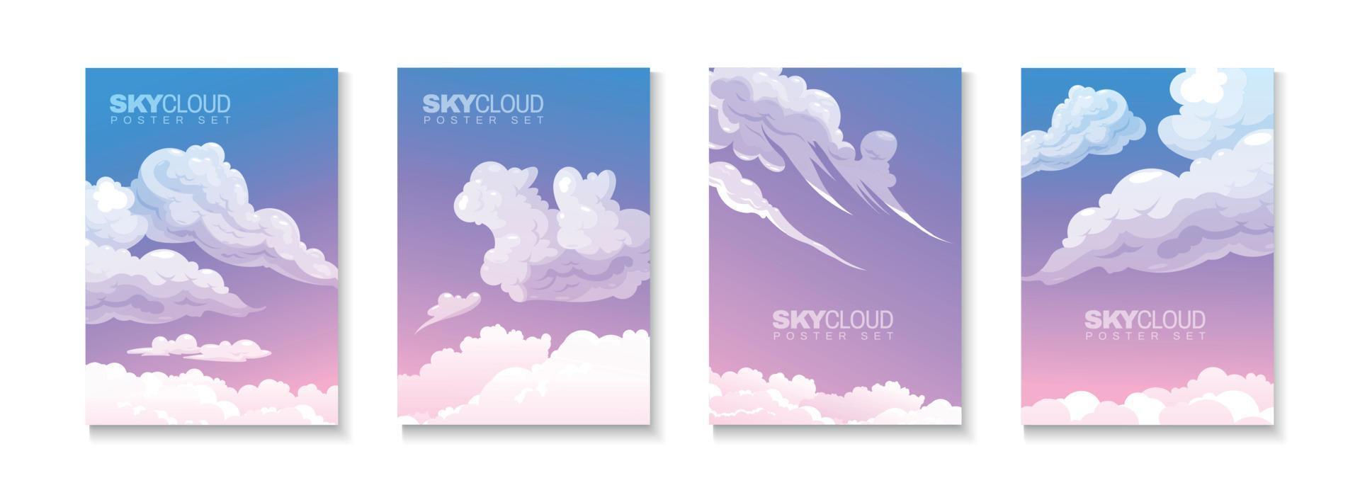 ensemble d'affiches de nuage de ciel vecteur