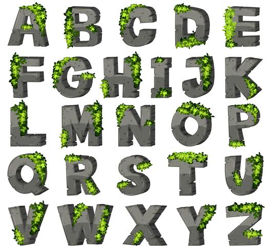 Alphabets anglais avec des blocs de pierre vecteur