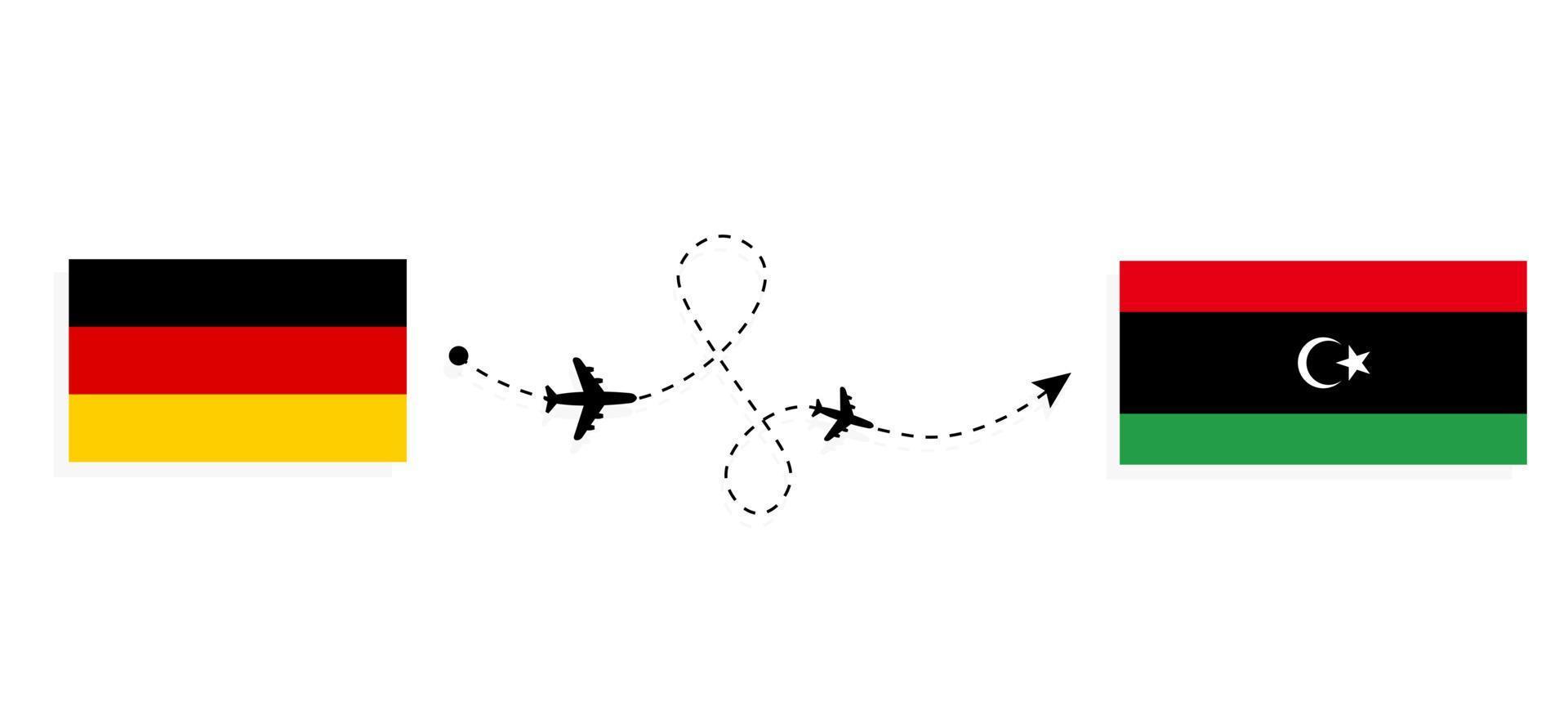 vol et voyage de l'allemagne à la libye par concept de voyage en avion de passagers vecteur