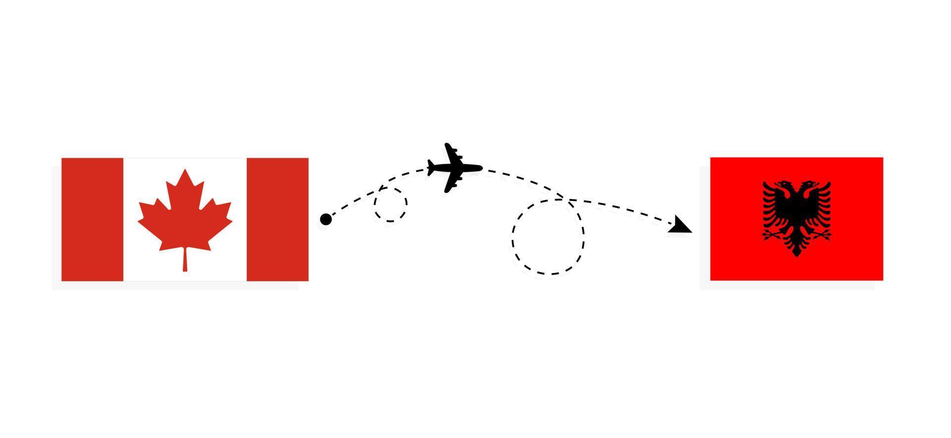vol et voyage du canada à l'albanie par concept de voyage en avion de passagers vecteur