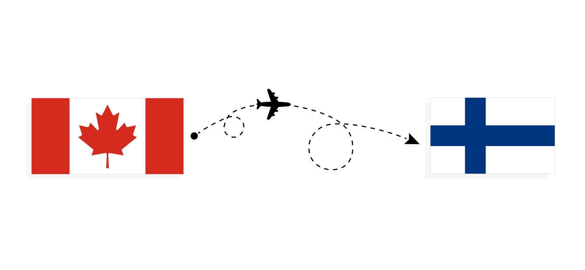 vol et voyage du canada à la finlande par concept de voyage en avion de passagers vecteur