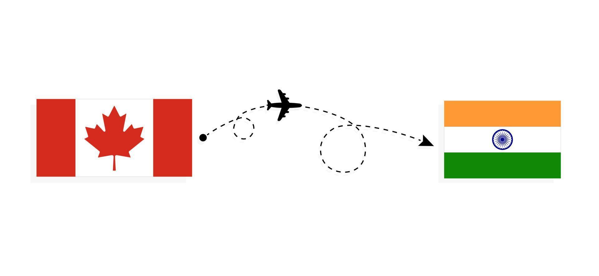 vol et voyage du canada à l'inde par le concept de voyage en avion de passagers vecteur