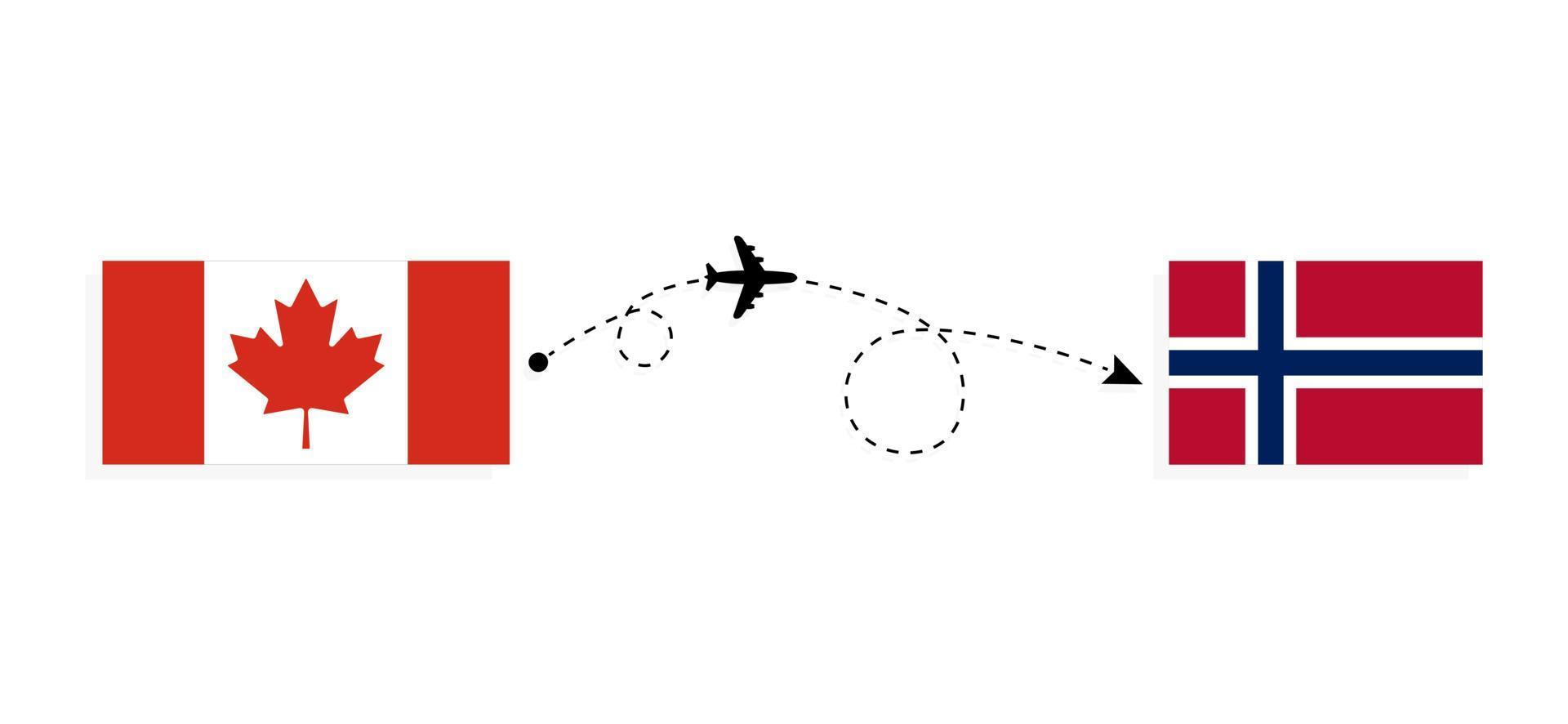 vol et voyage du canada à la norvège par concept de voyage en avion de passagers vecteur