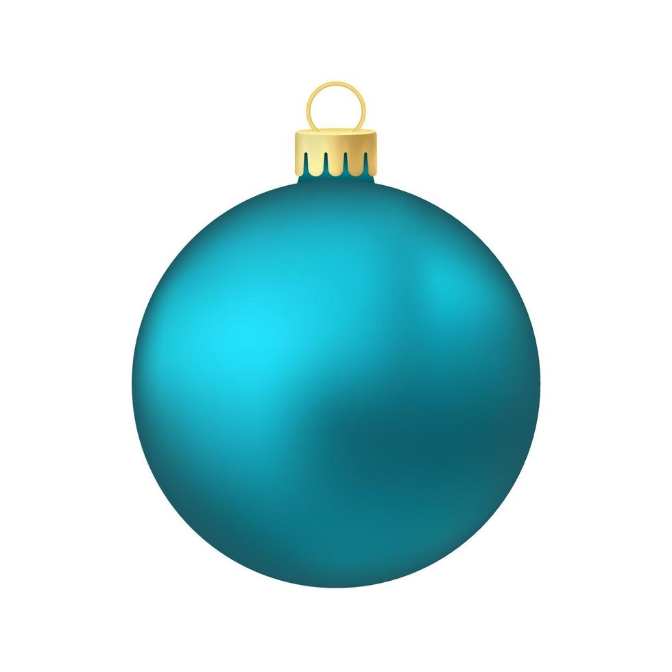 jouet ou boule de sapin de noël bleu aqua illustration couleur volumétrique et réaliste vecteur