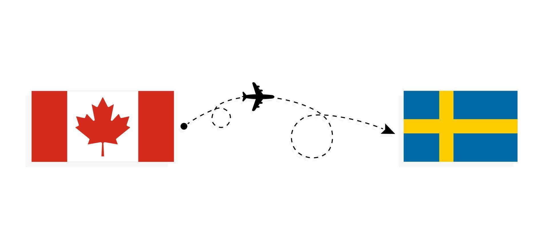 vol et voyage du canada à la suède par concept de voyage en avion de passagers vecteur