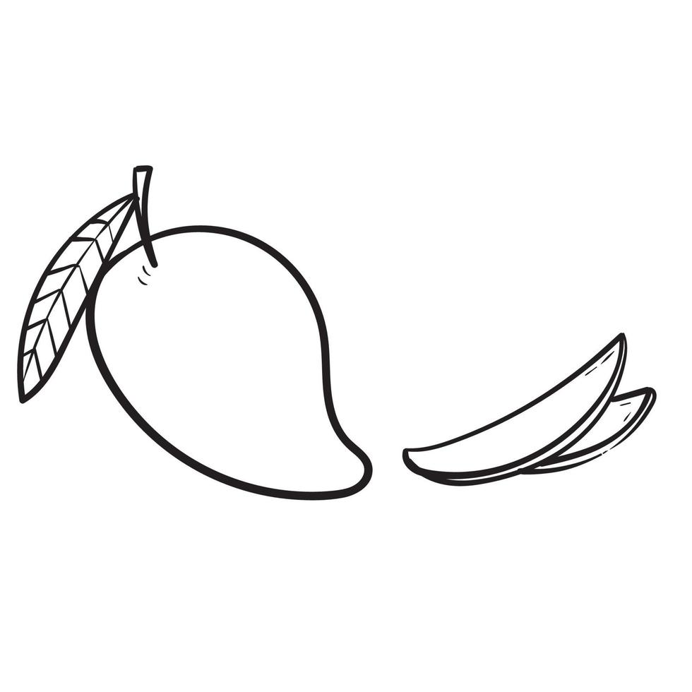 vecteur de dessin animé de fruits de mangue doodle dessinés à la main