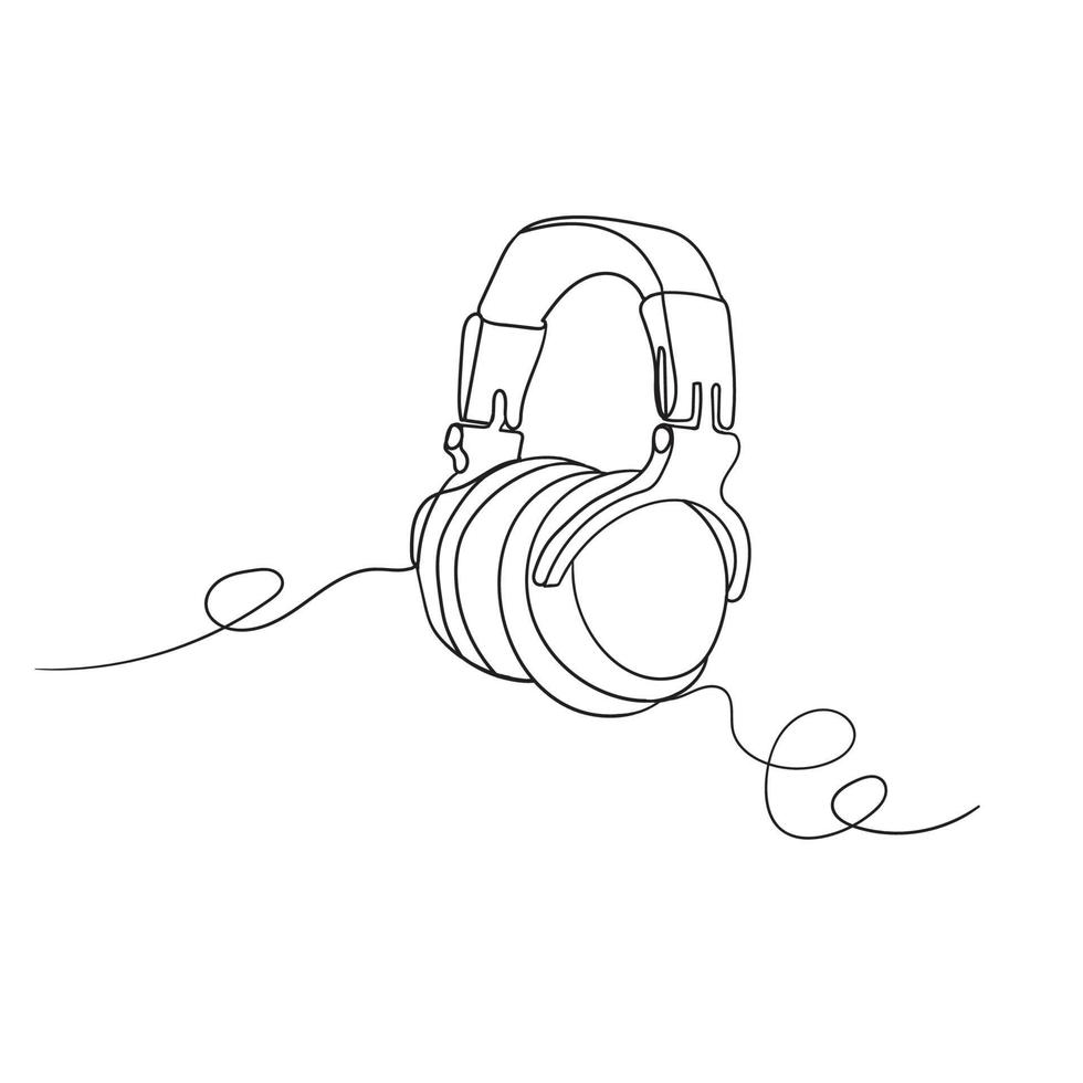 doodle dessiné à la main un dessin au trait d'illustration de gadget de périphérique de haut-parleur de casque vecteur