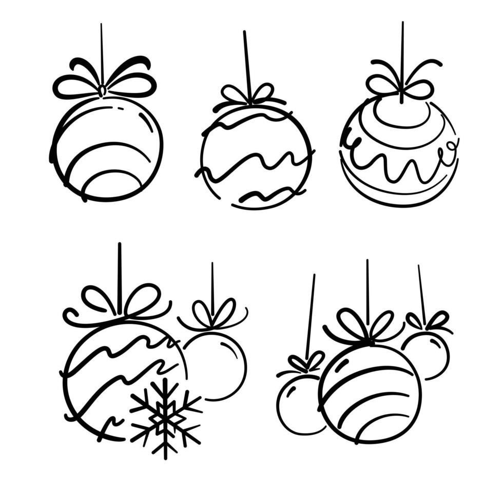 doodle de boule de noël dessiné à la main vecteur