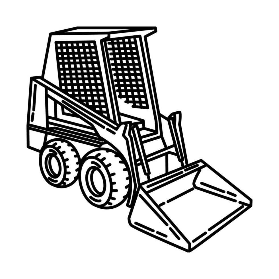 bobcat skid steer loader icon vector. doodle dessinés à la main ou style d'icône de contour vecteur