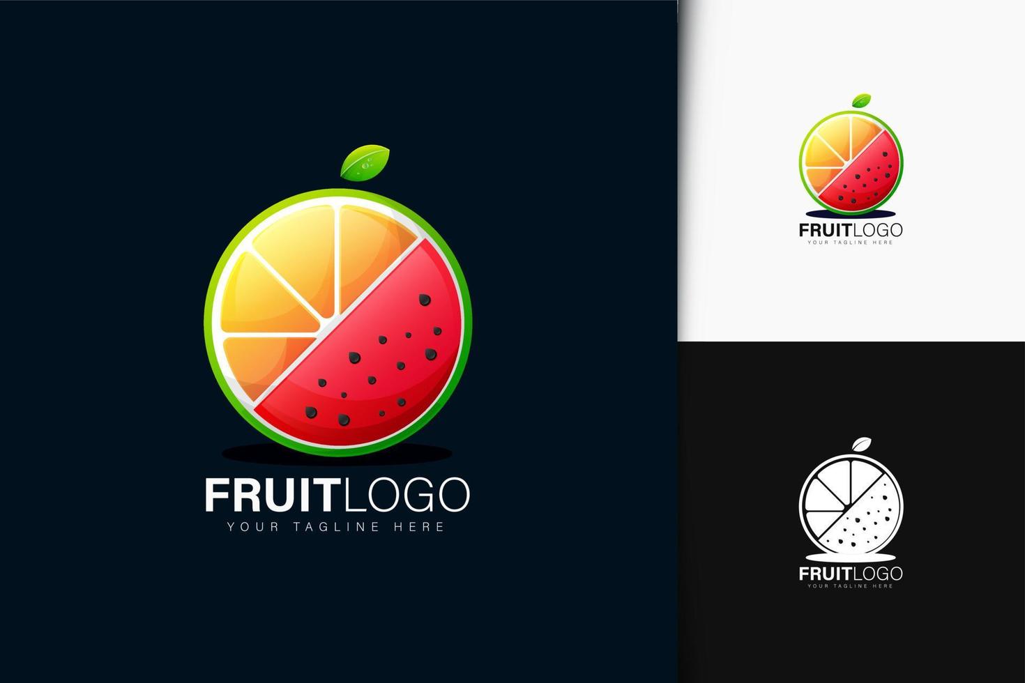 création de logo de fruits orange et pastèque vecteur