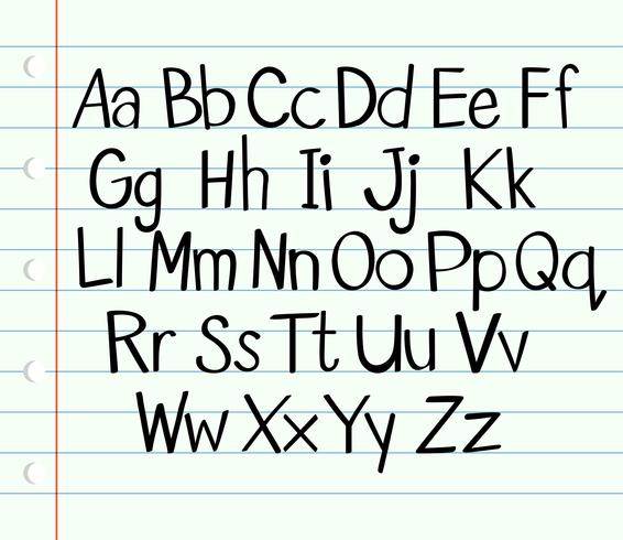 Alphabet anglais d&#39;écriture manuscrite en majuscules et minuscules vecteur