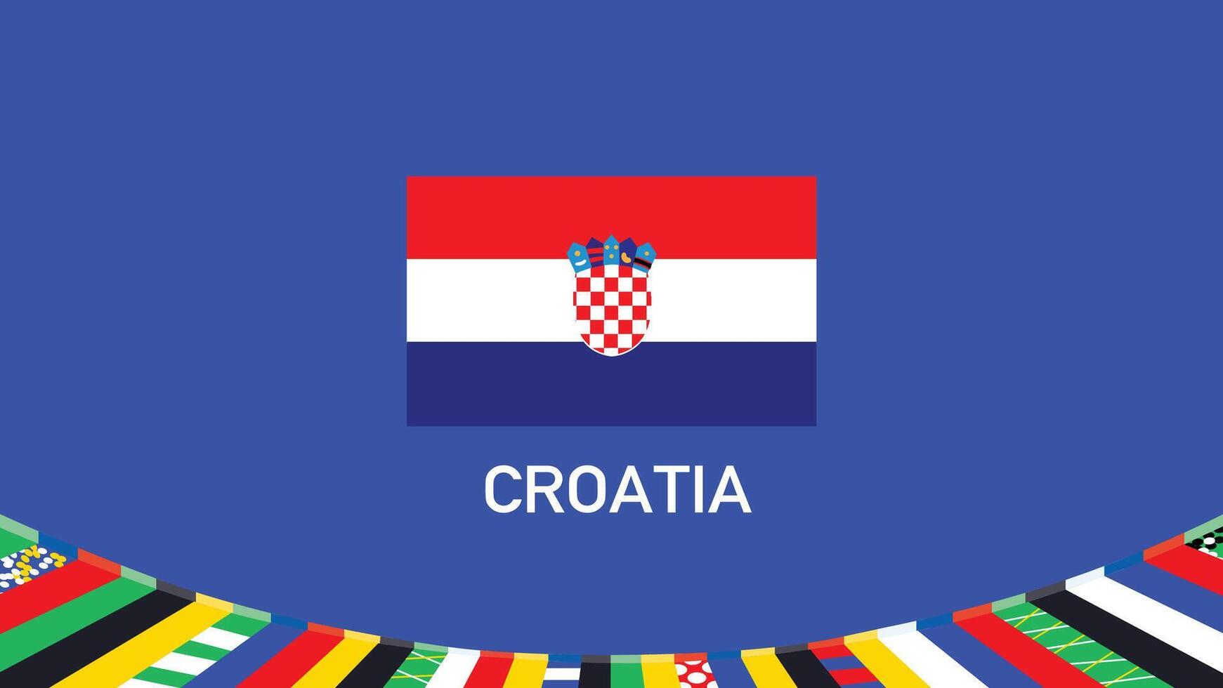 Croatie drapeau équipes européen nations 2024 symbole abstrait des pays européen Allemagne Football logo conception illustration vecteur