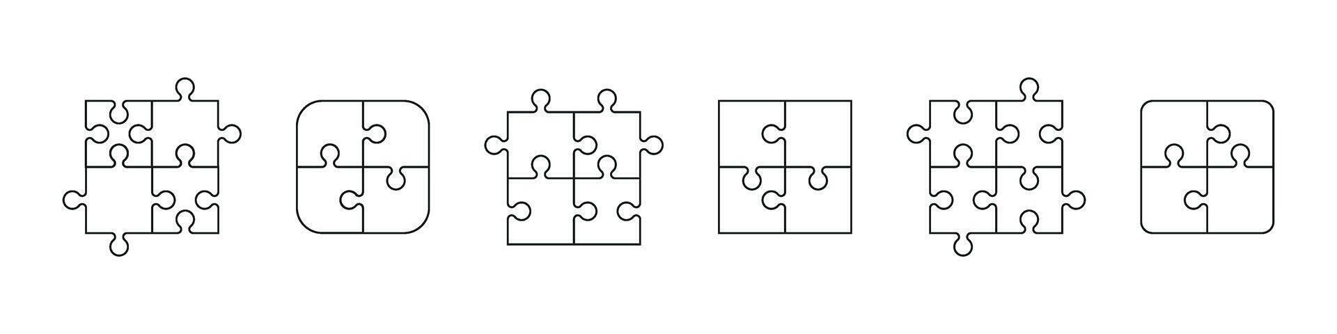 scie sauteuse puzzle modèle avec Vide pièces la grille modèle. plat illustration isolé sur blanc Contexte. vecteur