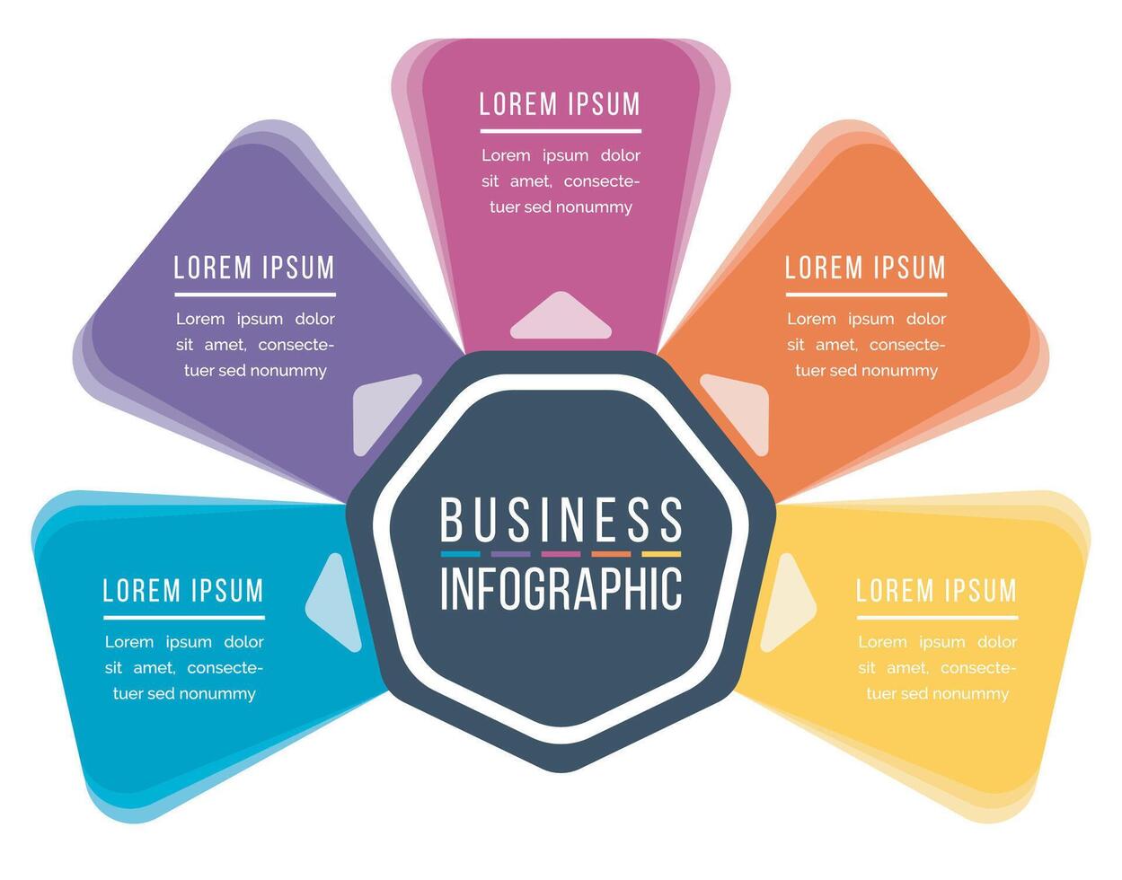 affaires infographie modèle 5 pas, objets, les options ou éléments affaires information coloré infographie conception vecteur