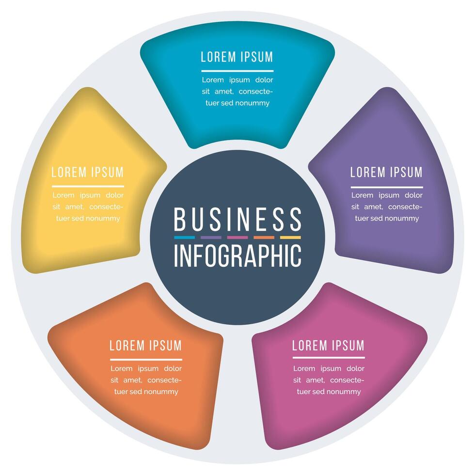 infographie cercle conception 5 pas, objets, éléments ou les options affaires information modèle pour affaires infographie conception vecteur