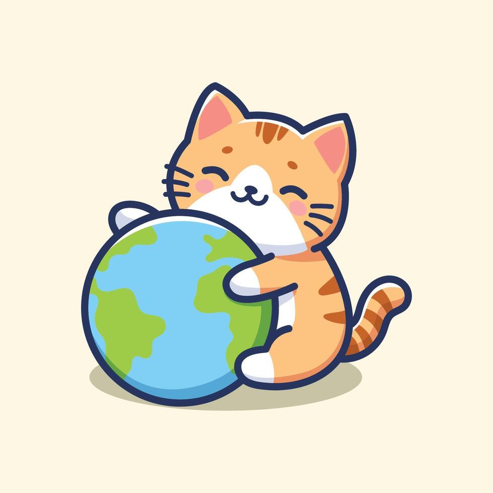 mignonne illustration de chats et Terre vecteur