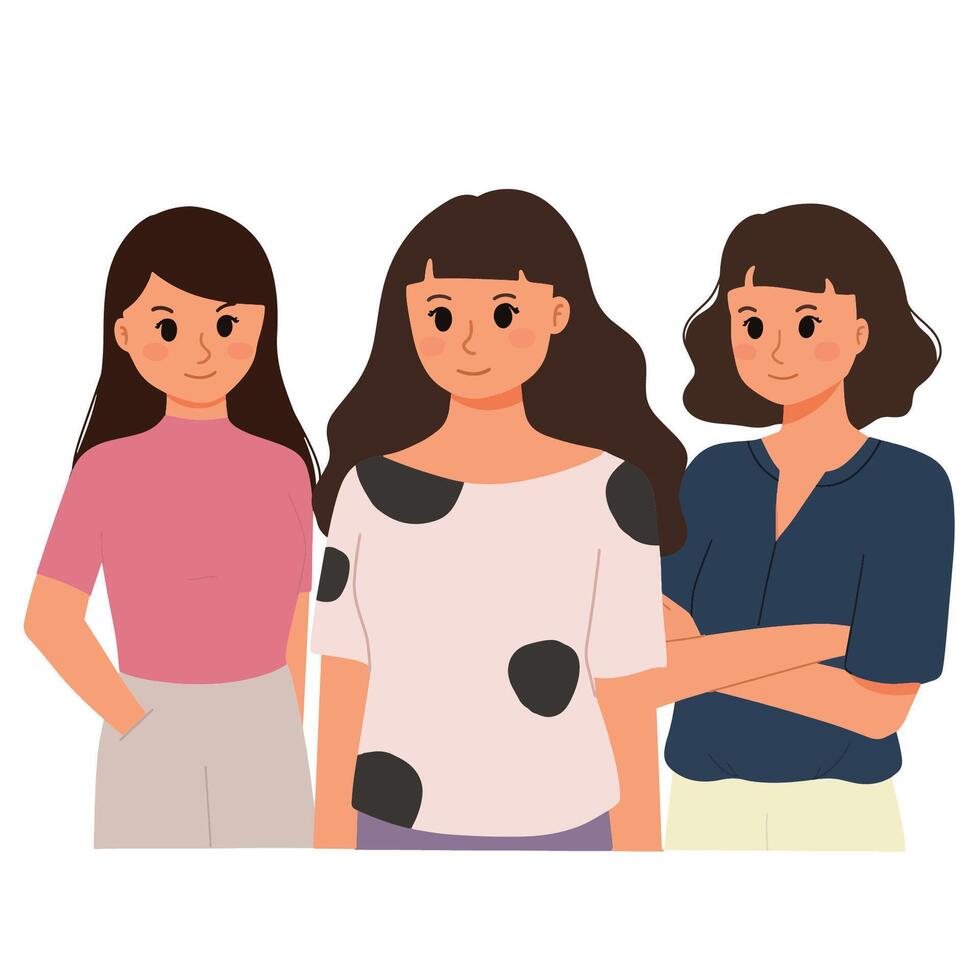 une portrait de Trois femme, souriant illustration vecteur